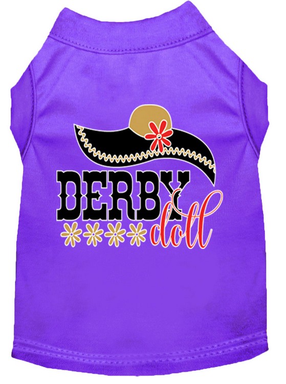 Derby Doll Screen Print Dog Shirt Purple XL